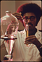 National Archives:  Preparing a sample for GLC testing (ca 1972)